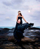 Black White Sexy Maternity Dresses for Photo Shoot Photography Strapless Maxi Dress - Tania's Online Closet, LLC
