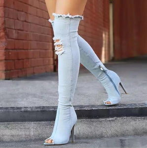 Women Thigh High Jean Boots - Tania's Online Closet, LLC