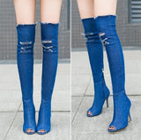 Women Thigh High Jean Boots - Tania's Online Closet, LLC