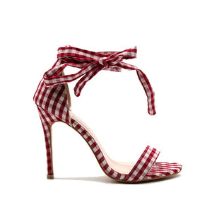 Classic Sandals Women Shoes Scottish Plaid High Heels Cross-Tied Ladies Shoes Ankle Strap High Heel - Tania's Online Closet, LLC