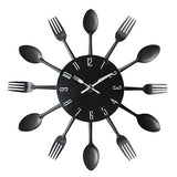 Cutlery Metal Kitchen Wall Clock Spoon Fork Creative Quartz Wall Mounted Clocks Modern Design - Tania's Online Closet, LLC
