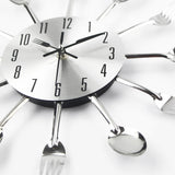 Cutlery Metal Kitchen Wall Clock Spoon Fork Creative Quartz Wall Mounted Clocks Modern Design - Tania's Online Closet, LLC