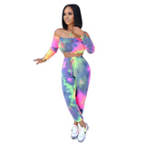 Tie Dye Print Women Sport Two Piece Set Tracksuit - Tania's Online Closet, LLC