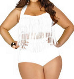 Plus Size Bikini Set Women Swimsuit Retro Push Up Tassel High Waist - Tania's Online Closet, LLC
