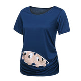 Women Maternity O-Neck twins short-sleeved T-shirt - Tania's Online Closet, LLC
