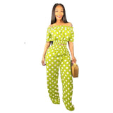 Fashion Women  Polka Dot Loose Two Piece Slash Neck Casual Outfits - Tania's Online Closet, LLC