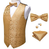 Formal Dress Wedding Suit Vest- Formal Business Men Tuxedo Waistcoat Vest - Bow Tie- Set - Tania's Online Closet, LLC
