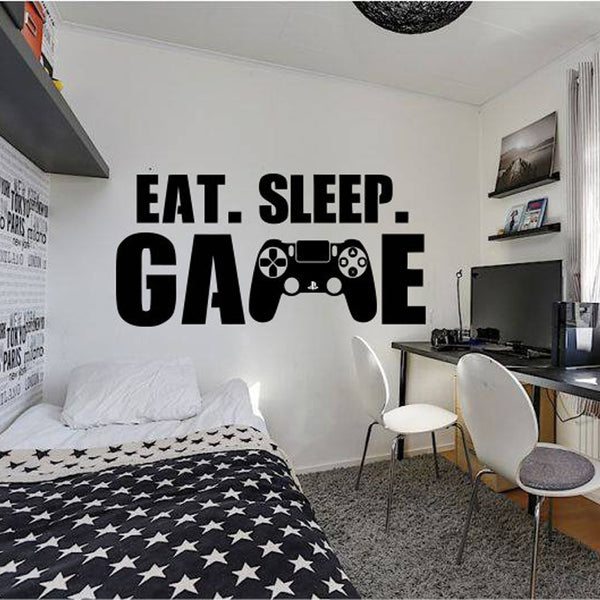 Autocollant Mural Enfant "Eat Sleep Play Football" - Décor Football Pour Chambre, Salon, Bureau