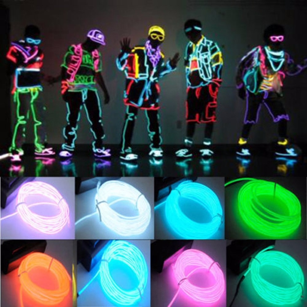 Glow Wire Cable LED Neon party Decoration Rave 1m/3m/5m | Tania's ...
