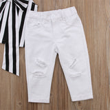 Toddler Child Kids Cotton Top Shirt Big Bow Stripe Pants Summer Clothes 2PCS Set Girl 2-7T - Tania's Online Closet, LLC