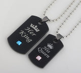 Her King &amp; His Queen Couple Necklaces Lovers Pendant Fashion Crystal Jewelry Gifts - Tania's Online Closet, LLC