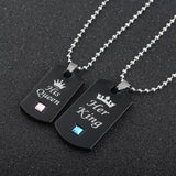Her King &amp; His Queen Couple Necklaces Lovers Pendant Fashion Crystal Jewelry Gifts - Tania's Online Closet, LLC