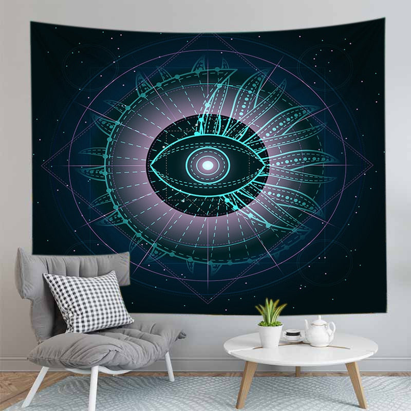 LuckyEye Framed Evil Eye Wall Hanging #7000 – Turkish Metal & Wood Decor, Mixed Colors