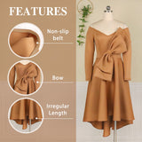 Irregular Dress Elegant Women Bare Shoulder Long Sleeve Ruffle Pleated Plus Size Gown - Tania's Online Closet, LLC