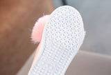 toddler Non-slip Leather Kids Sneakers Pompom Rabbit Ear Pink - Tania's Online Closet, LLC