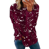 Large Size Graffiti Printing Women shirts Fashion Long Sleeve O-Neck Over Sized - Tania's Online Closet, LLC