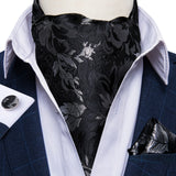 Luxury Gold Plaid Check 100% Silk Men Vintage Ascot Tie Hanky Cufflinks 3Pcs Set - Tania's Online Closet, LLC