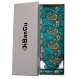 Luxury Gold Plaid Check 100% Silk Men Vintage Ascot Tie Hanky Cufflinks 3Pcs Set - Tania's Online Closet, LLC