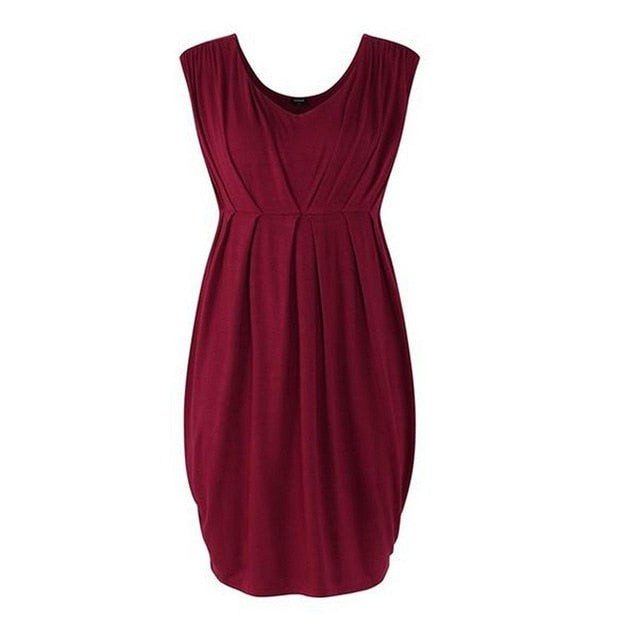 Maternity Dress Pregnancy Sleeveless Solid Color Summer Casual Dress