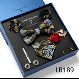 Necktie set for Men Silk Butterfly Tie Hanky Cufflinks Cufflinks Tie Clips and Lapel Pin Sets - Tania's Online Closet, LLC