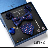 Necktie set for Men Silk Butterfly Tie Hanky Cufflinks Cufflinks Tie Clips and Lapel Pin Sets - Tania's Online Closet, LLC