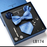 Necktie set for Men Silk Butterfly Tie Hanky Cufflinks Cufflinks Tie Clips and Lapel Pin Sets - Tania's Online Closet, LLC