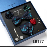 Necktie set for Men Silk Butterfly Tie Hanky Cufflinks Cufflinks Tie Clips and Lapel Pin Sets - Tania's Online Closet, LLC