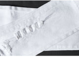 High Waist Stretch Denim White or Black Knee Ripped Jeans - Tania's Online Closet, LLC