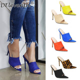 Pointed Toe Color Slip on Sandals - High Heel Sandals - Tania's Online Closet, LLC