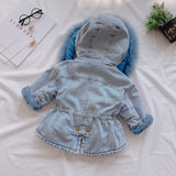 Winter Denim Jacket Plus Velvet Real Fur Warm Toddler Girl Outerwear Coat - Tania's Online Closet, LLC