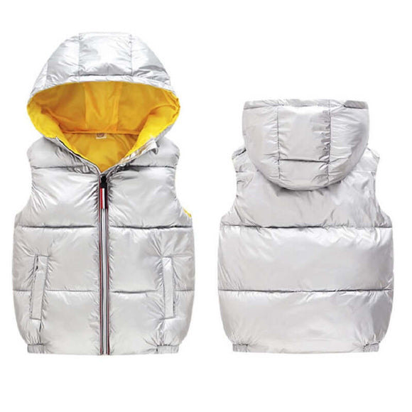 Autumn Winter Vest For Girls Waterproof Glossy Hooded Vest - Tania's Online Closet, LLC