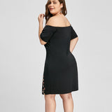 Off The Shoulder Women Bodycon Dresses Plus Size 5XL 4XL Side Slit Emboridery - Tania's Online Closet, LLC