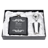 Personalized Engraved  6oz Hip Flask Set Stainless Steel Funnel Gift Box +2 Cups  Wedding Favor - Tania's Online Closet, LLC