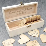Personalized Guest Book,Rustic Wedding Keepsake Box -Engraved Wooden Wedding Guest Book Drop Box Hearts - Tania's Online Closet, LLC
