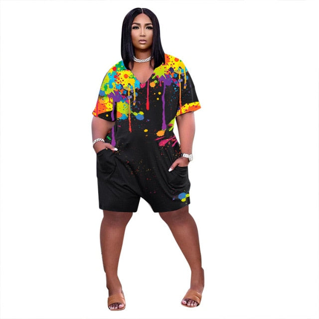 Plus Size Fashion Casual Women's Clothing Street Style Splash Ink