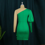 Mini Dresses One Shoulder Long Sleeve Evening Gowns - Tania's Online Closet, LLC