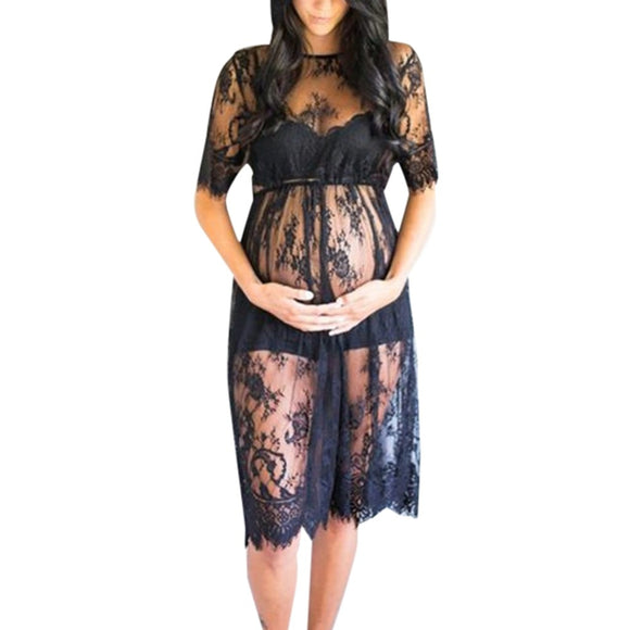 Pregnant Women Lace Short Sleeve Dress Fancy Photography  Maternity Dress - Tania's Online Closet, LLC