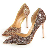 Sexy High Heels Pointed Toe Stiletto Glitter Heels- Wedding Shoes Bride Designer Heels - Tania's Online Closet, LLC