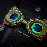 Men's Luxury Bowtie With Box Fashion Peacock Feather Bow Ties For Men - Tania's Online Closet, LLC