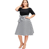 ROSE GAL Women Short Sleeves Dress Summer Color Block Plus Size Dresses - Tania's Online Closet, LLC