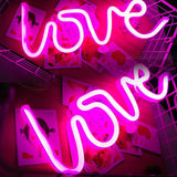 Romantic Pink LOVE Letters LED lighting pannel Light USB Charging Home Decor - Tania's Online Closet, LLC