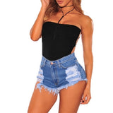 2020 Casual Summer Denim colored Shorts Fashion High Waist Hole Ripped Jean shorts - Tania's Online Closet, LLC