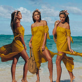Sexy Off Shoulder Beach Dress Women Tunic Solid Cover Up Summer Maxi  Dresses - Tania's Online Closet, LLC