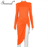 Simenual Wrap Side Split Bodycon Midi Dresses Long Sleeve for Women Fall 2021 - Tania's Online Closet, LLC