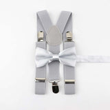 Soild Color Children Belt Bowtie Set -Suspenders Clip-on Bow Tie Elastic- Adjustable - Tania's Online Closet, LLC