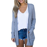 Solid Women Cardigans Long Sleeve Loose Mid Length Casual Sweater - Tania's Online Closet, LLC