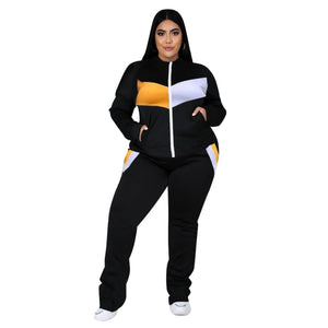Stretch Tracksuit Plus Size Women Clothing Two Piece Set - Tania's Online Closet, LLC