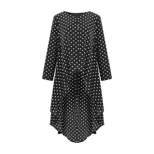 Stylish Printed Asymmetrical Tunic Women's Polka Dot Blouse - Tania's Online Closet, LLC