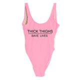 THICK THIGHS SAVE LIVES One Piece Swimsuit Plus Size Swimwear - Tania's Online Closet, LLC