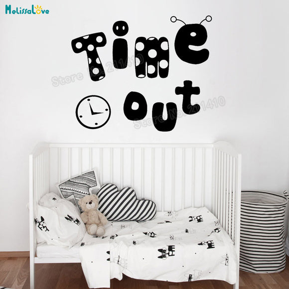 Time Out Dancing Clock Wall Sticker Decals For Kids-Baby Room - Tania's Online Closet, LLC